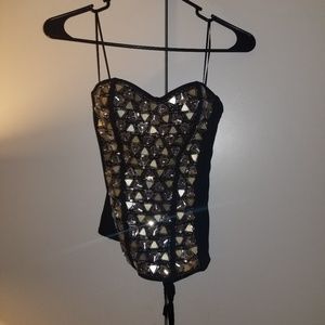 GUESS Bustier Top // Mirror & Rhinestone